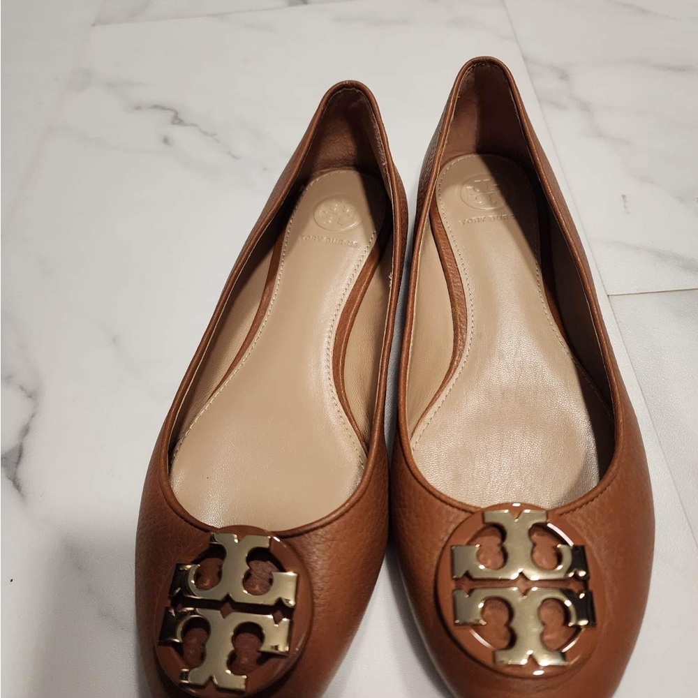Tory Burch brown leather ballet flats